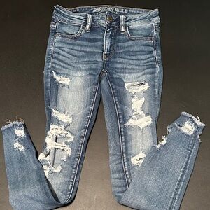 American Eagle Outfitters Ripped Blue Skinny Jeans